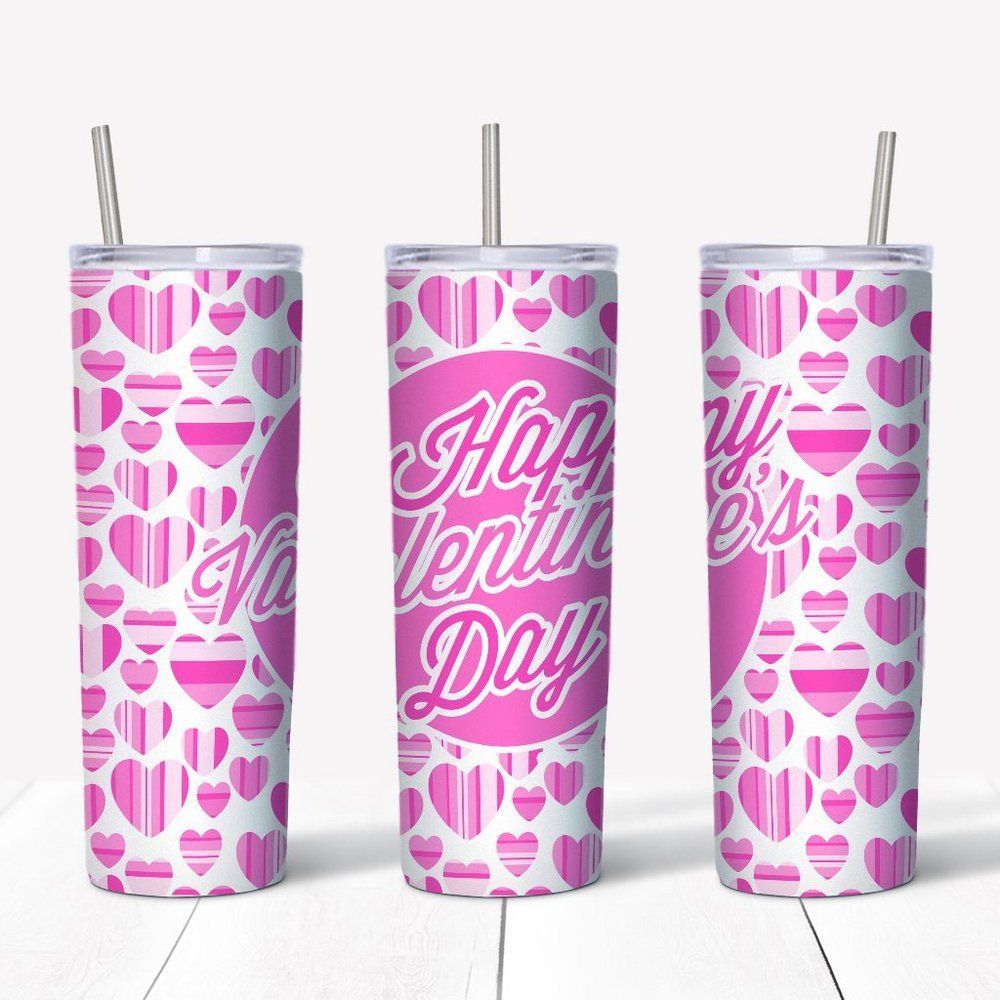 Custom 20oz pink Valentines Day tumbler!